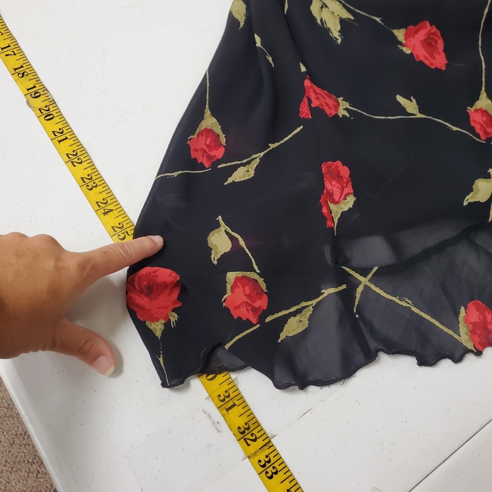 Betsey Johnson Vtg Dark Romantic Whimsigoth Y2K Fairy Dress Size 6 Rose Ruffle - Picture 10 of 16